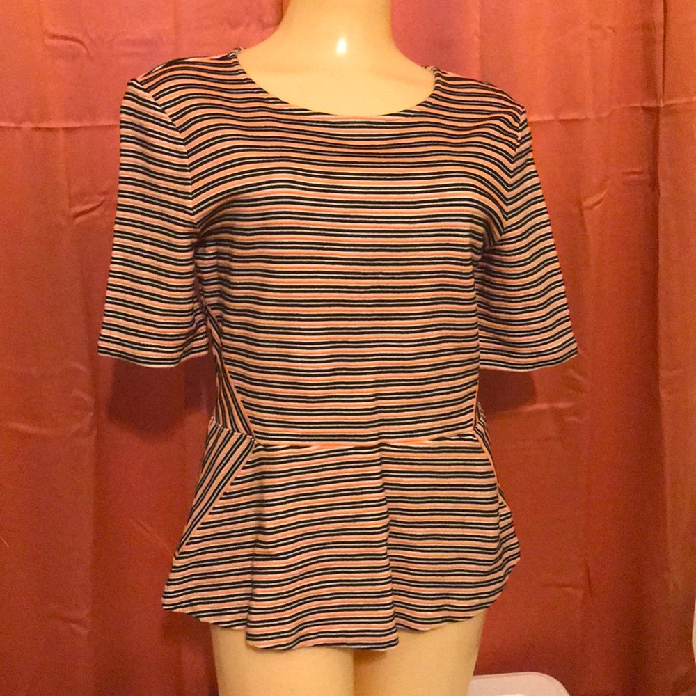 Sexy Salmon Striped Fit and Flare Top